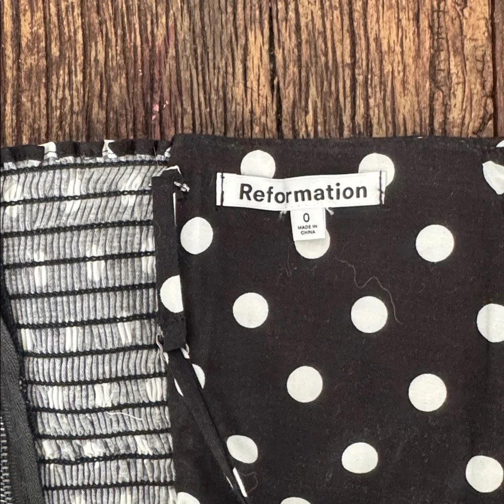 Reformation Orion black strapless polka dots ruched cami tank top - Picture 4 of 6